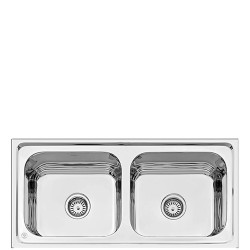CERA Évier Inox Double Bac QUATRINO B4513122MT