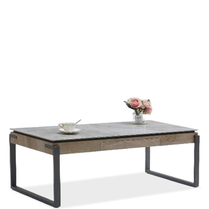 TABLE BASSE ROCHELLE EN PIERRE FUSIONNÉE QJ-360-CT GRIS