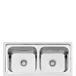 CERA Évier Inox Double Bac QUATRINO B4513122GL